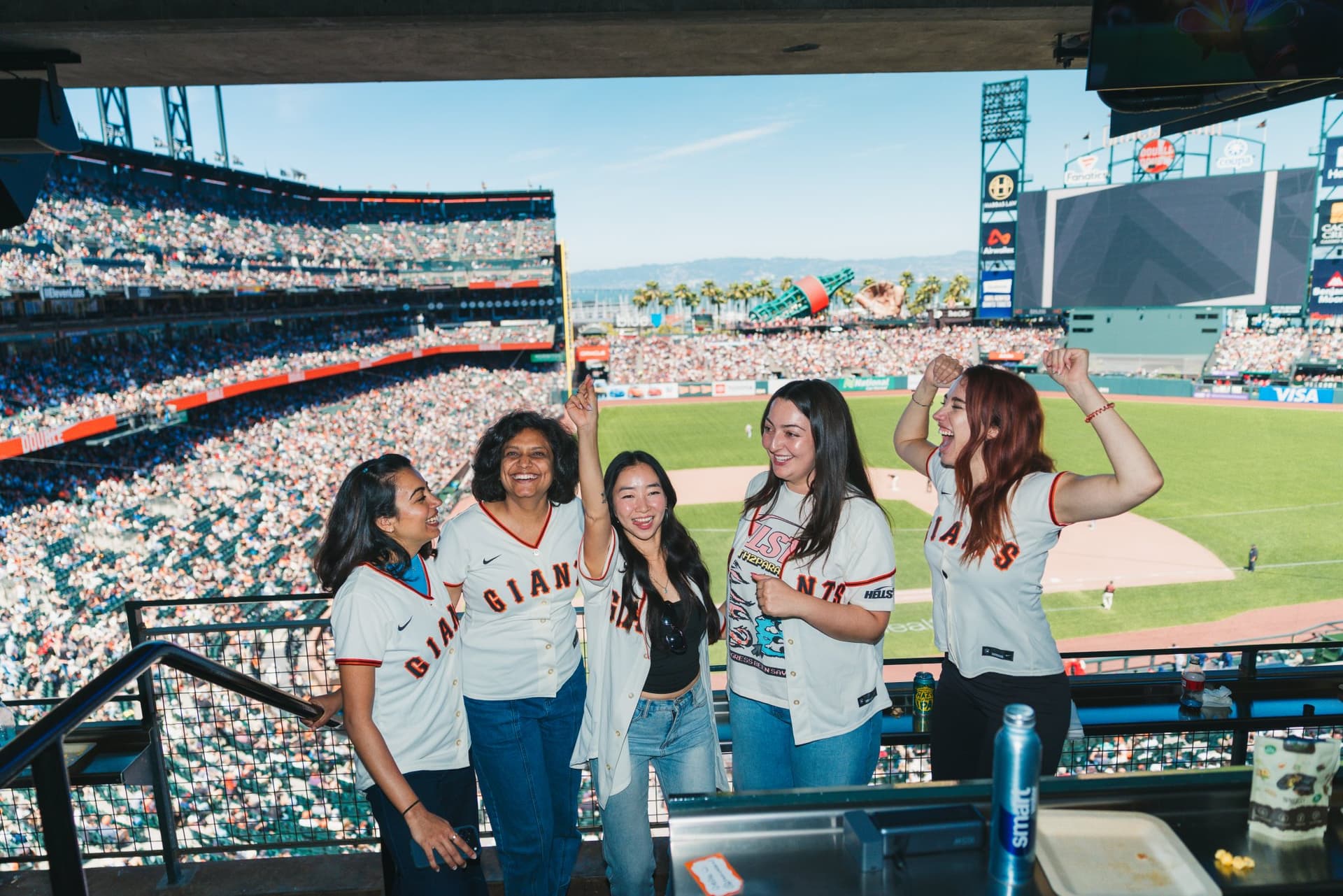 Airwallex branding and signage inside the corporate suite at Oracle Park in San Francisco by JY Studio