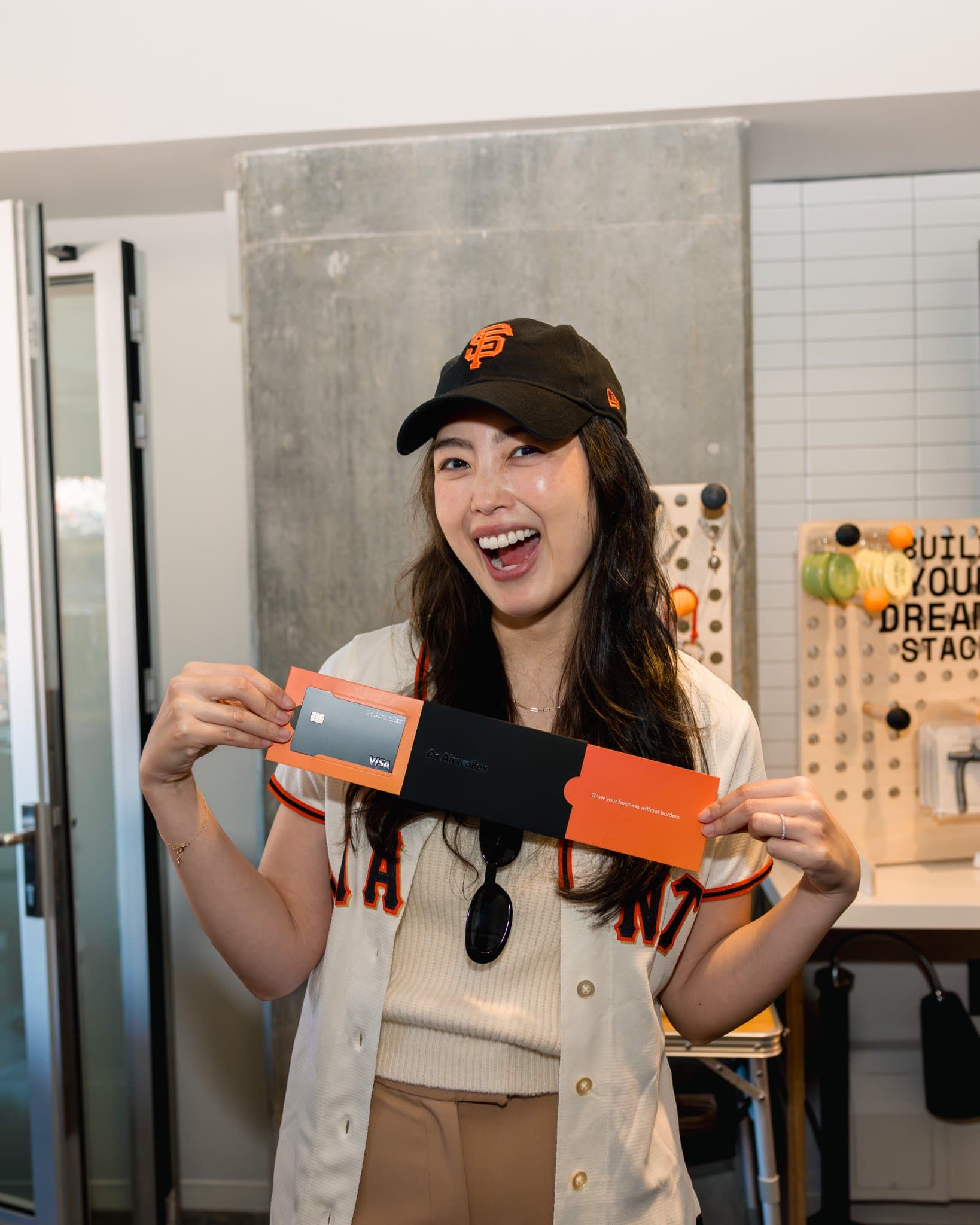 Guests building their own kit at the Airwallex everyday carry (EBD) bar activation at Oracle Park by JY Studio