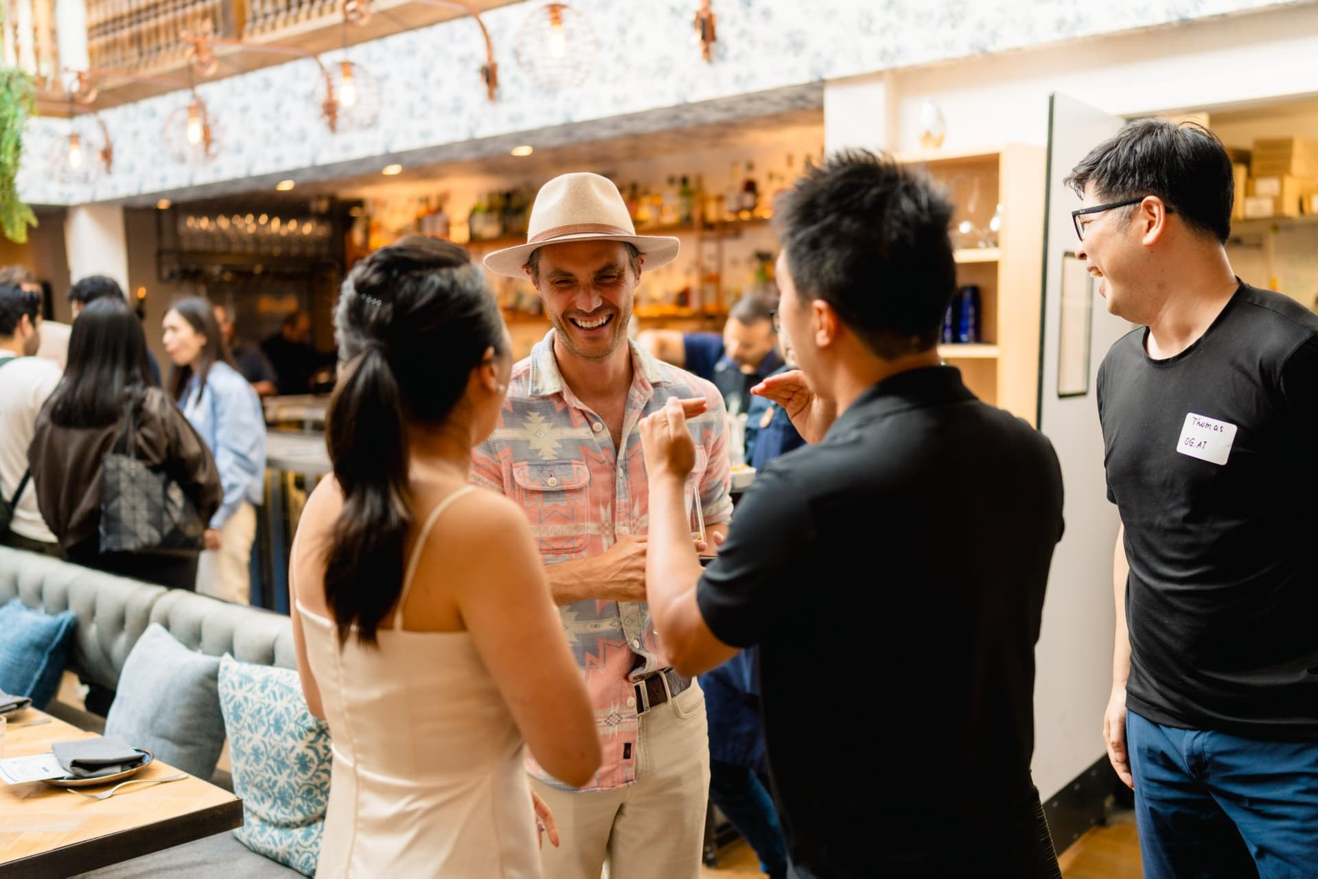 Guests networking during the Apollo AI Accelerator reception in Los Altos, Bay Area by JY Studio