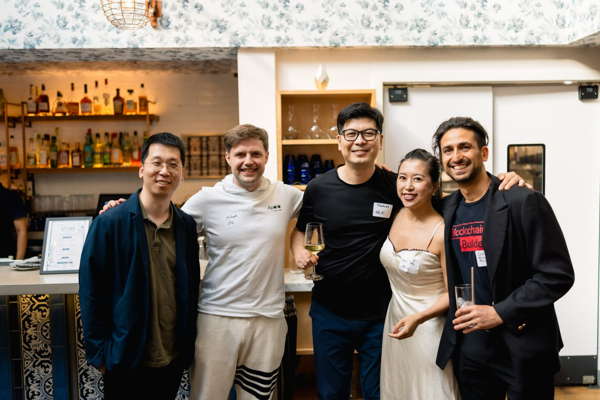 Accelerator cohort members gathered for a group discussion at the Apollo AI Accelerator networking event in Los Altos by JY Studio