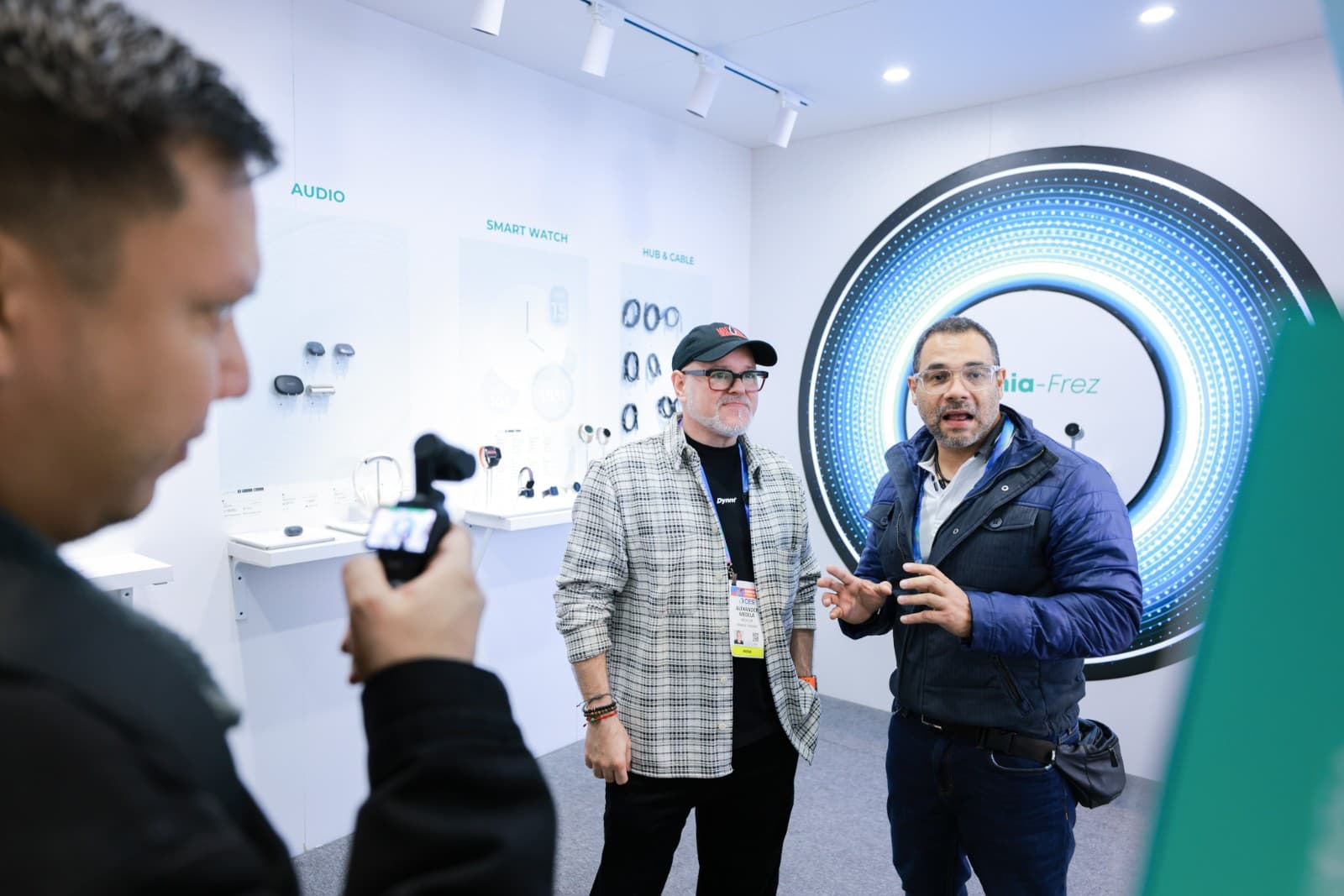 Tech expo coverage at CES 2026 AUKEY exhibition in Las Vegas by JY Studio