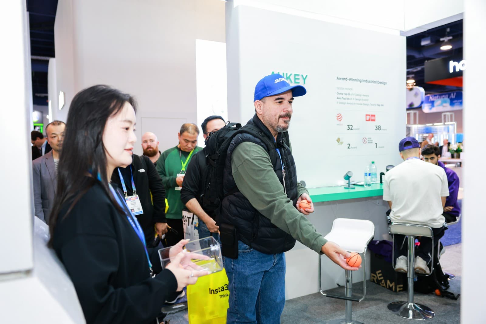 Trade show photography services at CES 2026 for AUKEY in Las Vegas by JY Studio