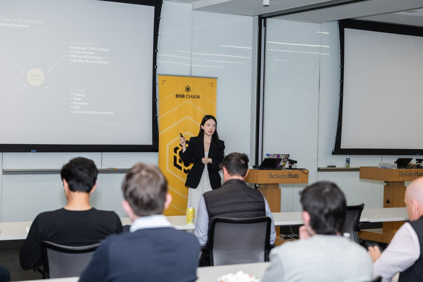 UC Berkeley students learning about crypto and blockchain development at BNB Chain University Tour by JY Studio
