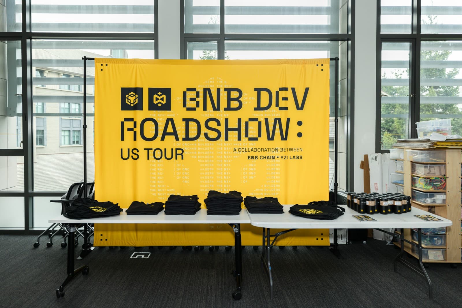 Students and professionals mingling at BNB Chain networking reception at UC Berkeley by JY Studio