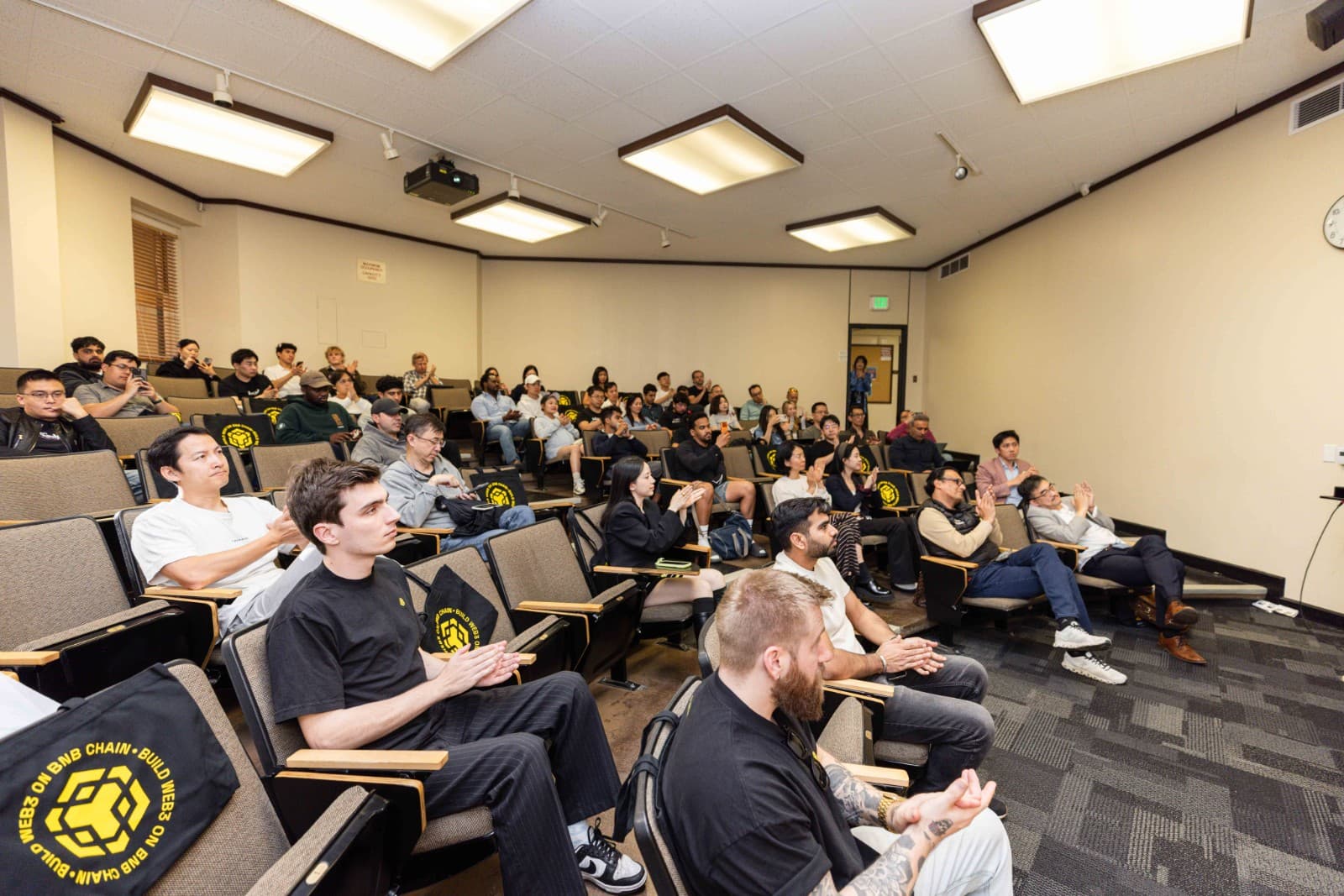 Fireside chat on crypto career paths at BNB Chain Stanford University Tour by JY Studio