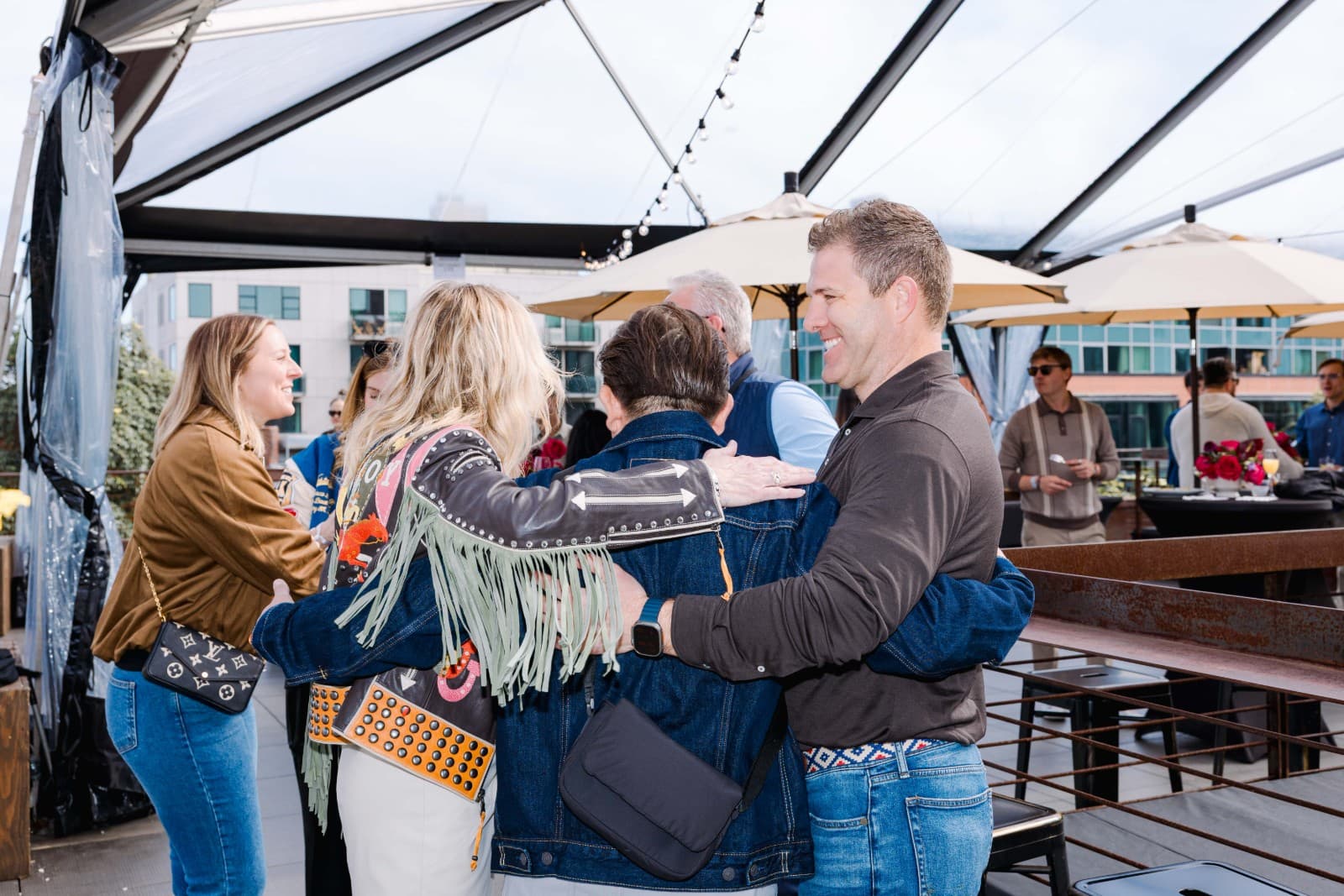 Rooftop dining at NFL Super Bowl LX marketing event at The Pearl SF in San Francisco Bay Area by JY Studio