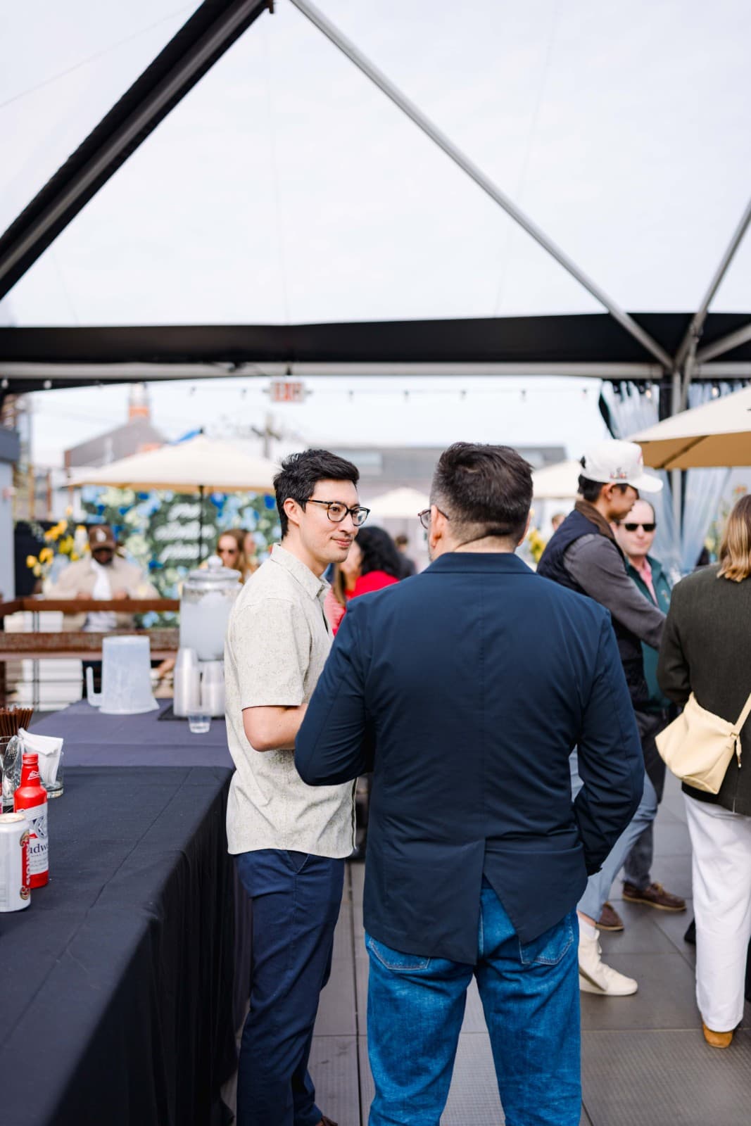 Panoramic rooftop views at NFL Super Bowl LX lunch at The Pearl SF in San Francisco Bay Area by JY Studio