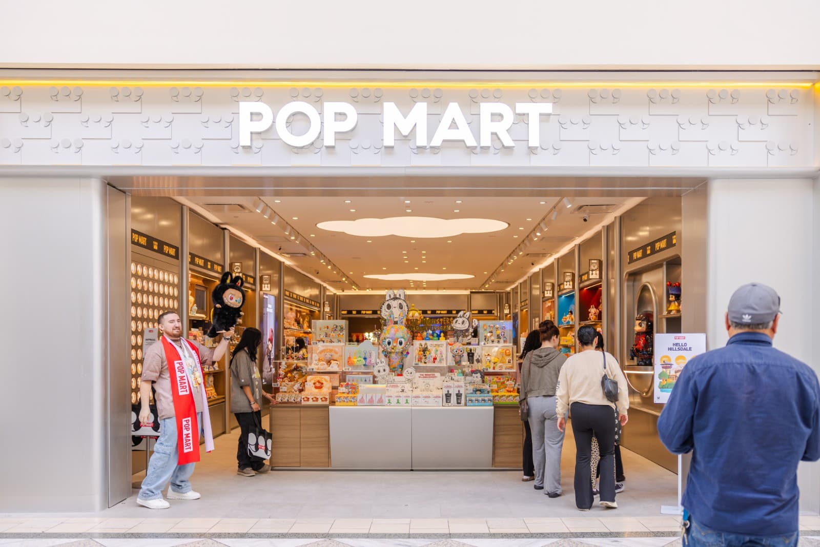 Collectors and enthusiasts at Pop Mart Hillsdale Mall grand opening event San Mateo Bay Area by JY Studio