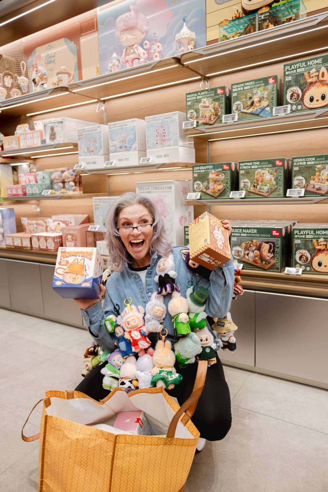 Candid shopping moments at Pop Mart grand opening Hillsdale Mall in San Mateo Bay Area by JY Studio