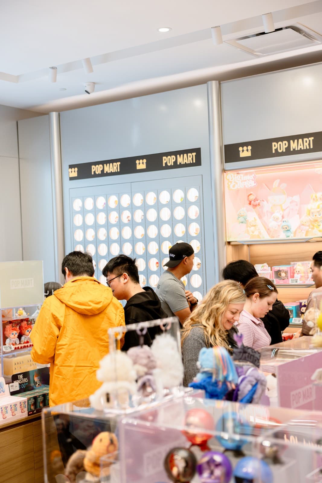Pop Mart mascot and character installations at Hillsdale Mall store opening San Mateo by JY Studio