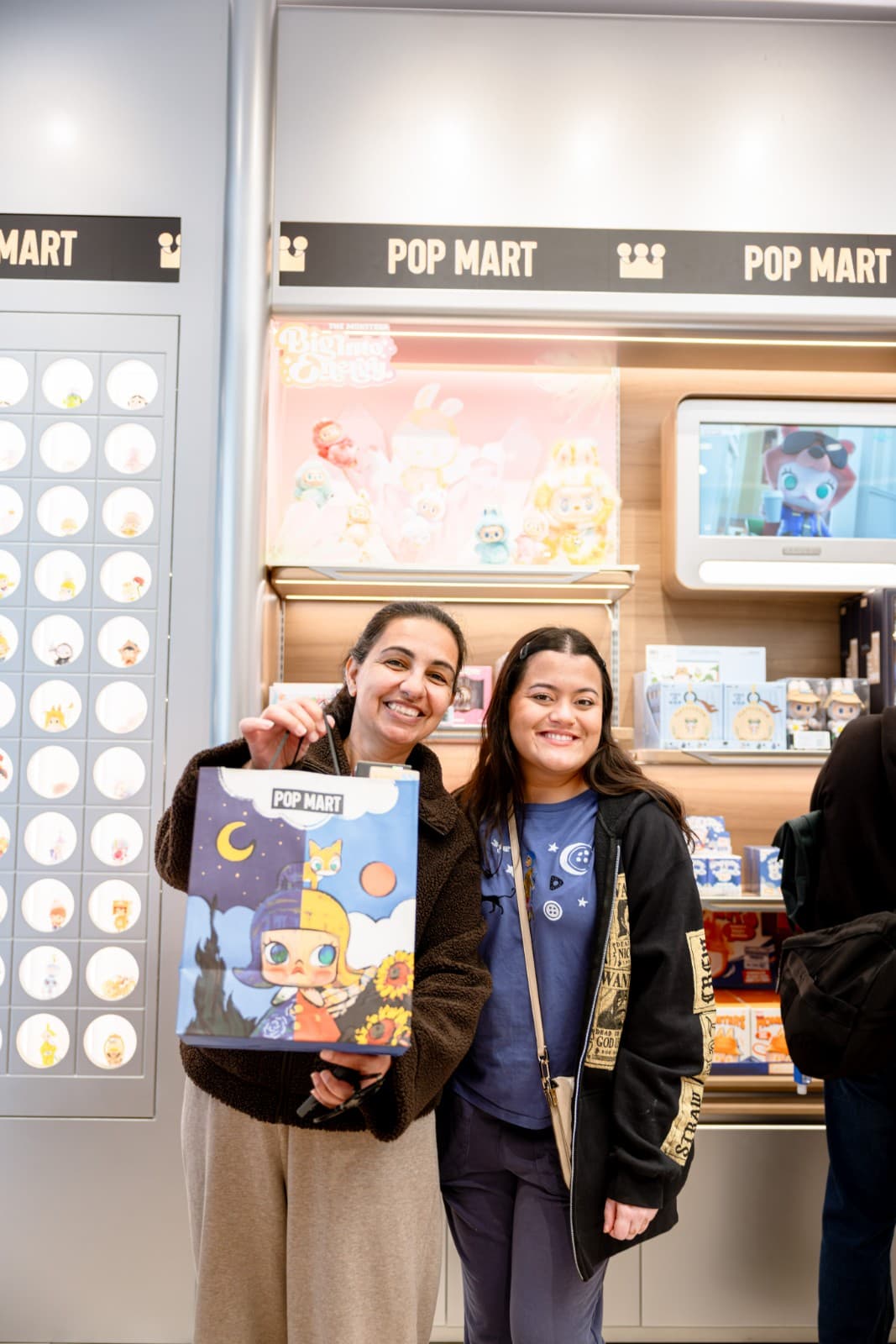 Pop Mart Hillsdale Mall storefront signage and branding at grand opening in San Mateo by JY Studio