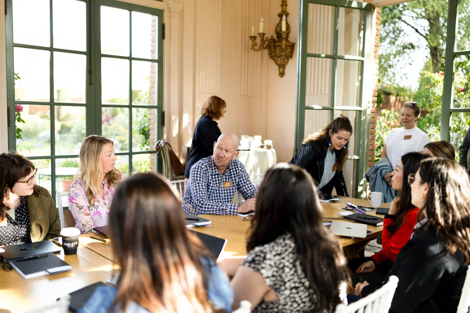Outdoor team building activity at Zapier Outpost on Filoli estate grounds Woodside by JY Studio