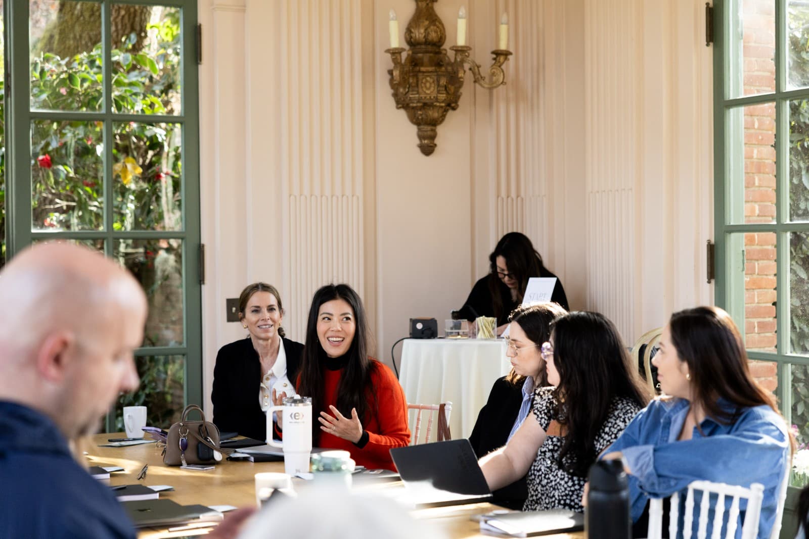 Scenic view of Zapier corporate event at Filoli Garden with team in background by JY Studio