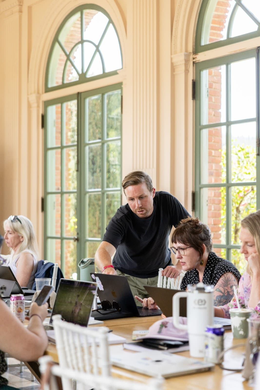 Zapier team creative session with whiteboards at Filoli House offsite by JY Studio