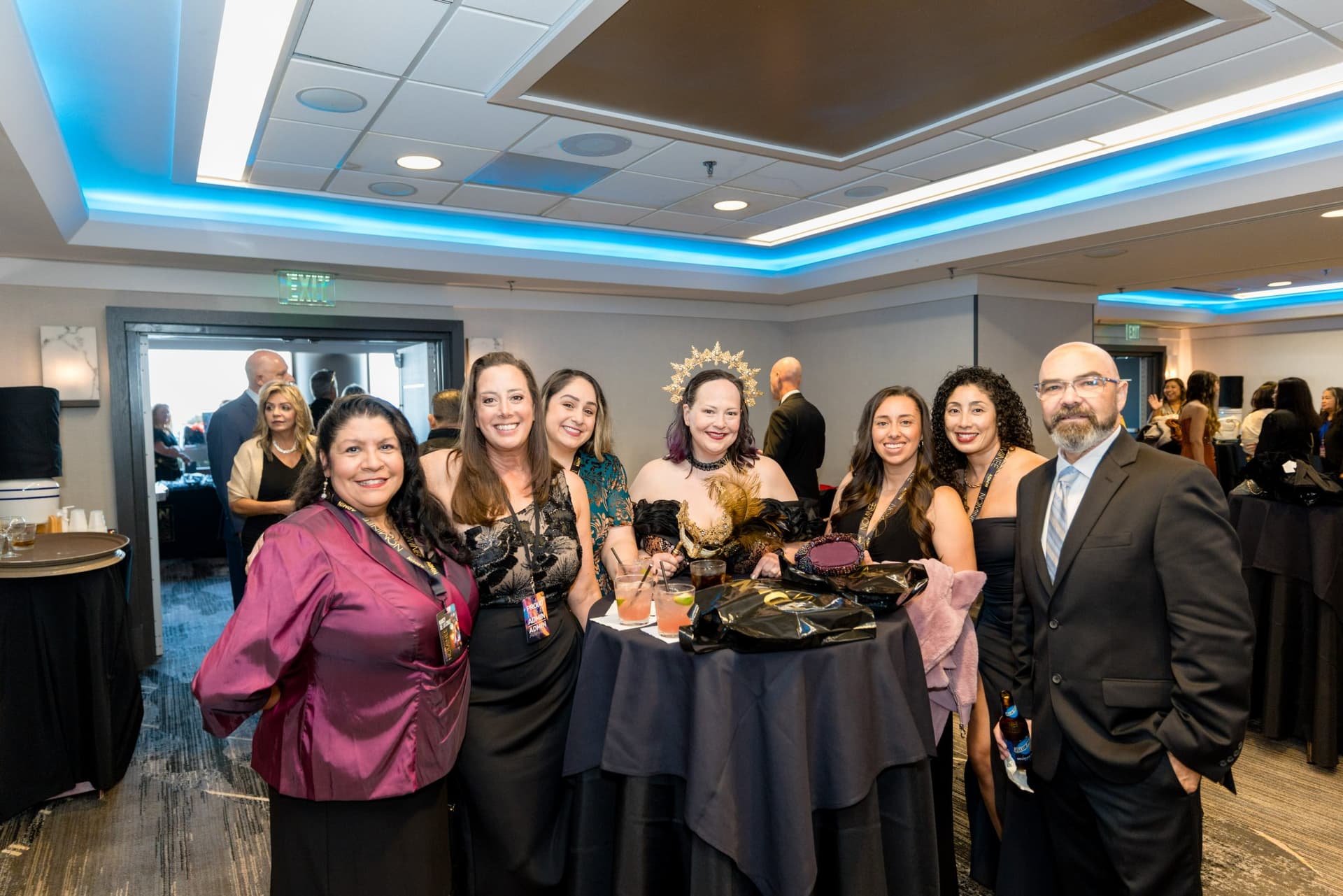 Group of guests posing together during the cocktail reception at Admin Awards 2026 at SFO Marriott Waterfront, Burlingame by JY Studio