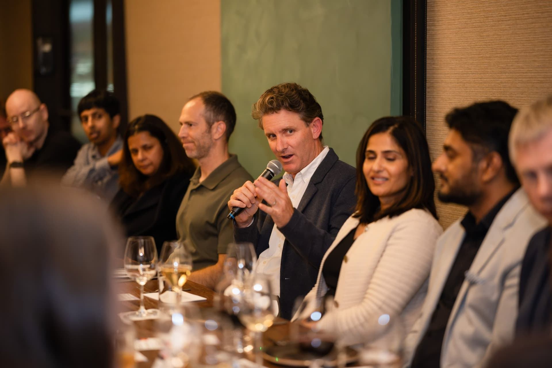 Executive sharing how AI agents are used inside his company at the Business Insider AI Insider executive dinner The Great Coding Reset during SF Tech Week 2026 in San Francisco by JY Studio