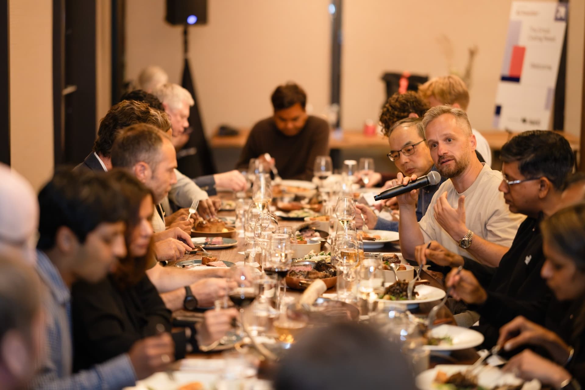 Engineering leader speaking during the second course at the Business Insider AI Insider executive dinner The Great Coding Reset during SF Tech Week 2026 in San Francisco by JY Studio