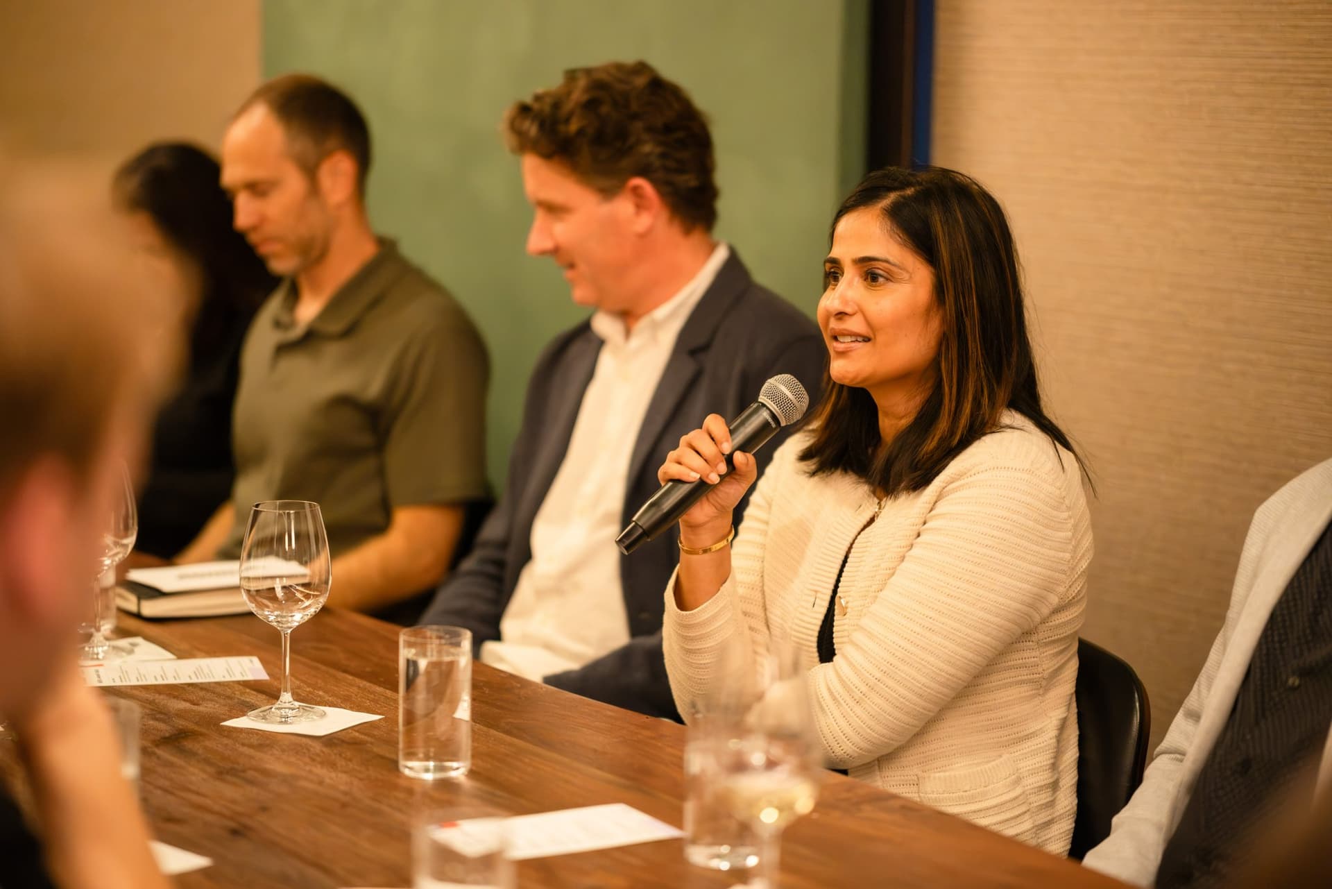 Woman executive speaking about AI at work at the Business Insider AI Insider executive dinner The Great Coding Reset during SF Tech Week 2026 in San Francisco by JY Studio
