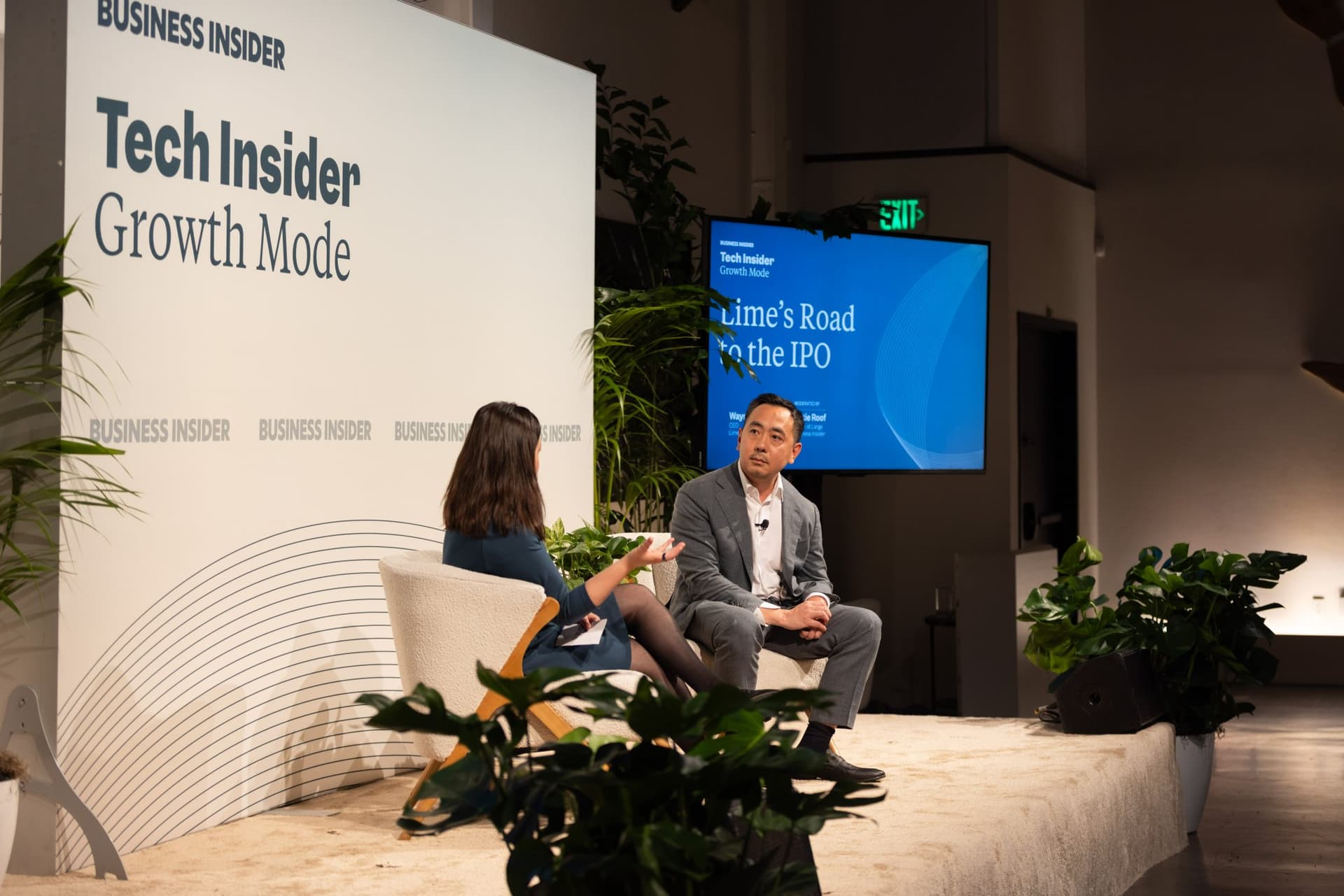 Wayne Ting answering a question from Katie Roof at Business Insider Tech Insider: Growth Mode at The Pearl SF during SF Tech Week 2026 in San Francisco by JY Studio