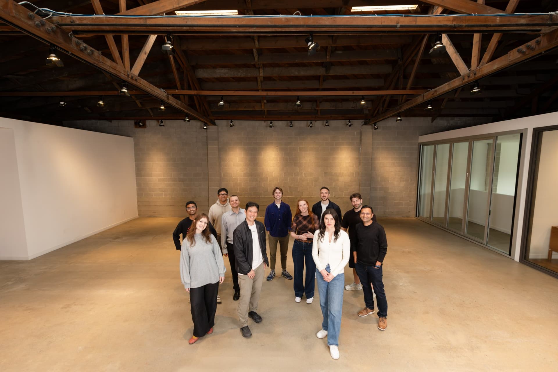 On-site Adaption AI team group portrait session in San Francisco Bay Area for LinkedIn and About page by JY Studio