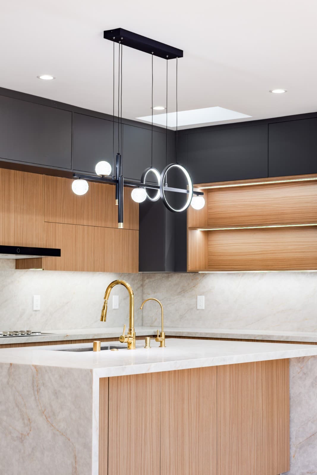 Full kitchen showcase view in Kassa Kitchen and Bath Sunnyvale Bay Area remodel project by JY Studio